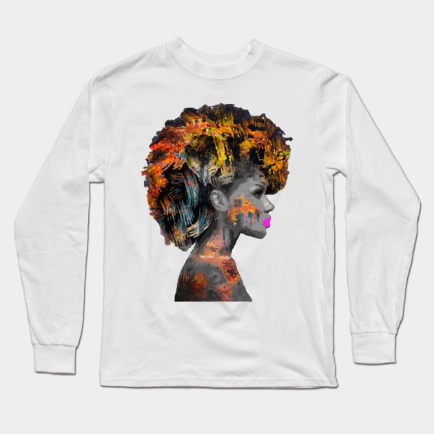 Afro Girl Long Sleeve T-Shirt by Izakmugwe